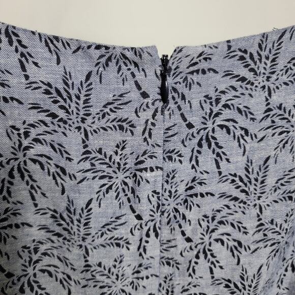 J Crew Blue Linen Dress Sz 4 Women's Floral Sleeveless Lined Career Office - Picture 7 of 11